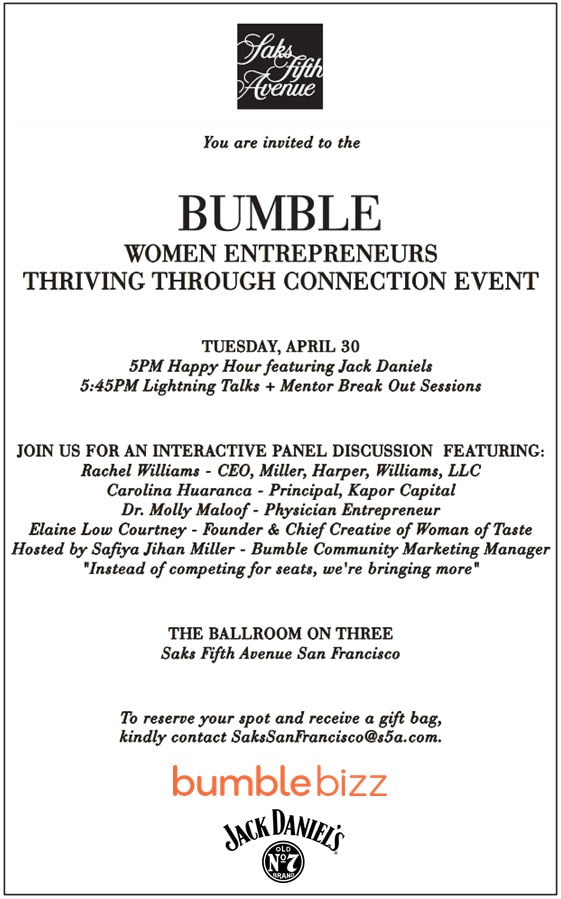 Women Entrepreneurs | Thriving Through Connection Event - 4.30.19 #bumblesf #bumblebizz